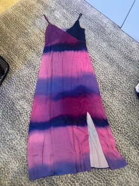 Terez Ombre Slip Dress in Purple and Navy